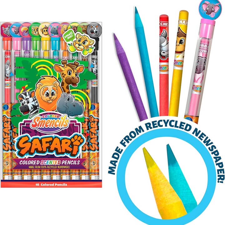 Scentco, Inc - Wholesale Colored Pencil - Safari Colored Smencils - Scented Colored Pencils - 10 Count