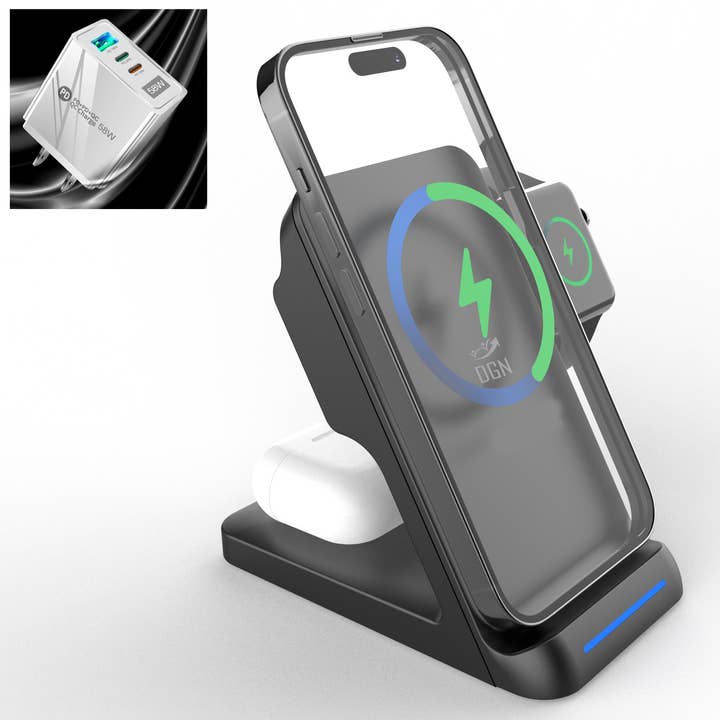 3 in 1 Charging Station for iPhone Compatible with QI Device for wholesale by DGN Gadgets