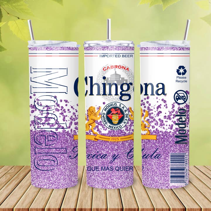 Chingona Beker – 20oz Glitter Modelo-geïnspireerde Roestvrijstalen Beker met Spanglish Sass & Gedurfde Latina Vibes voor wholesale door Bloom Designs