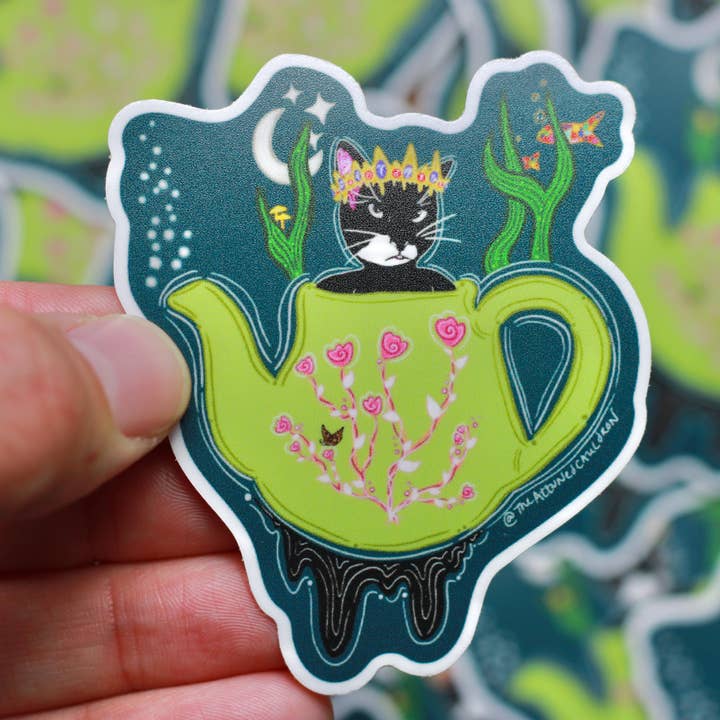‘Cup of Kitten’ Vinyl Sticker for wholesale by The Attuned Cauldron LLC
