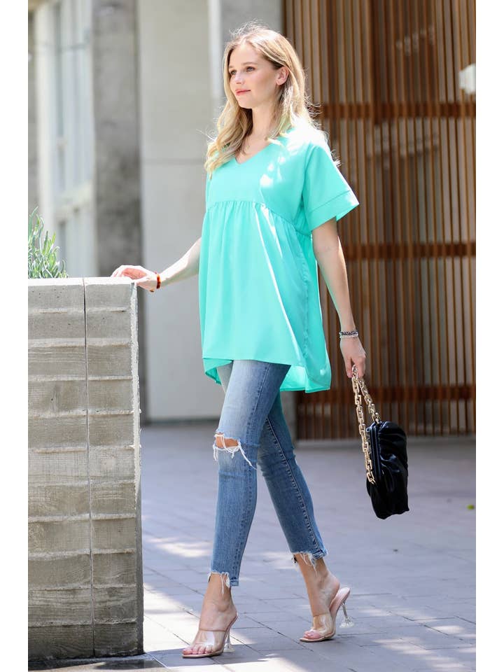 42POPS - Wholesale Blouse - Women's - ....SI-15953 Empire Waist Shirring Tunic