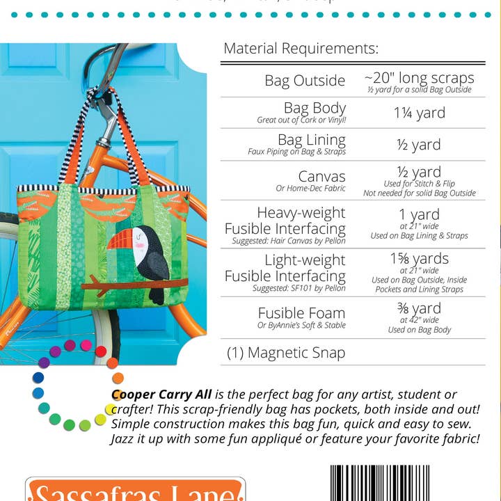 Sassafras Lane Designs - Wholesale Tote Bag - Women's - Cooper Carry-All Bag Pattern