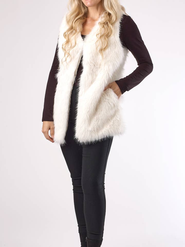 Kaleidoscope Accessories - Wholesale Outerwear Vest - Women's - Shaggy Fur Vest, 2 Assorted0