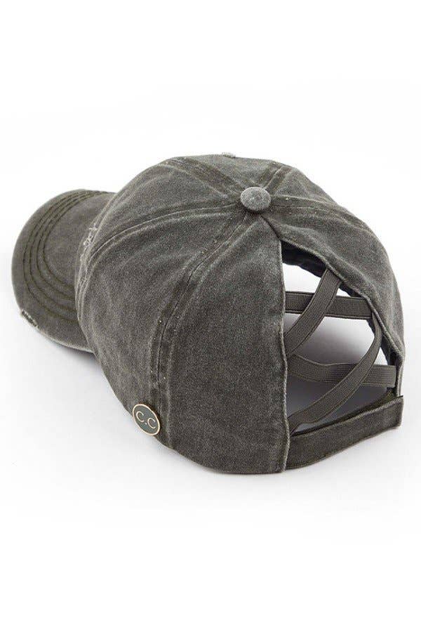 Hana - Wholesale Baseball Cap - Women's - C.C Washed Denim Criss-Cross Pony Cap10