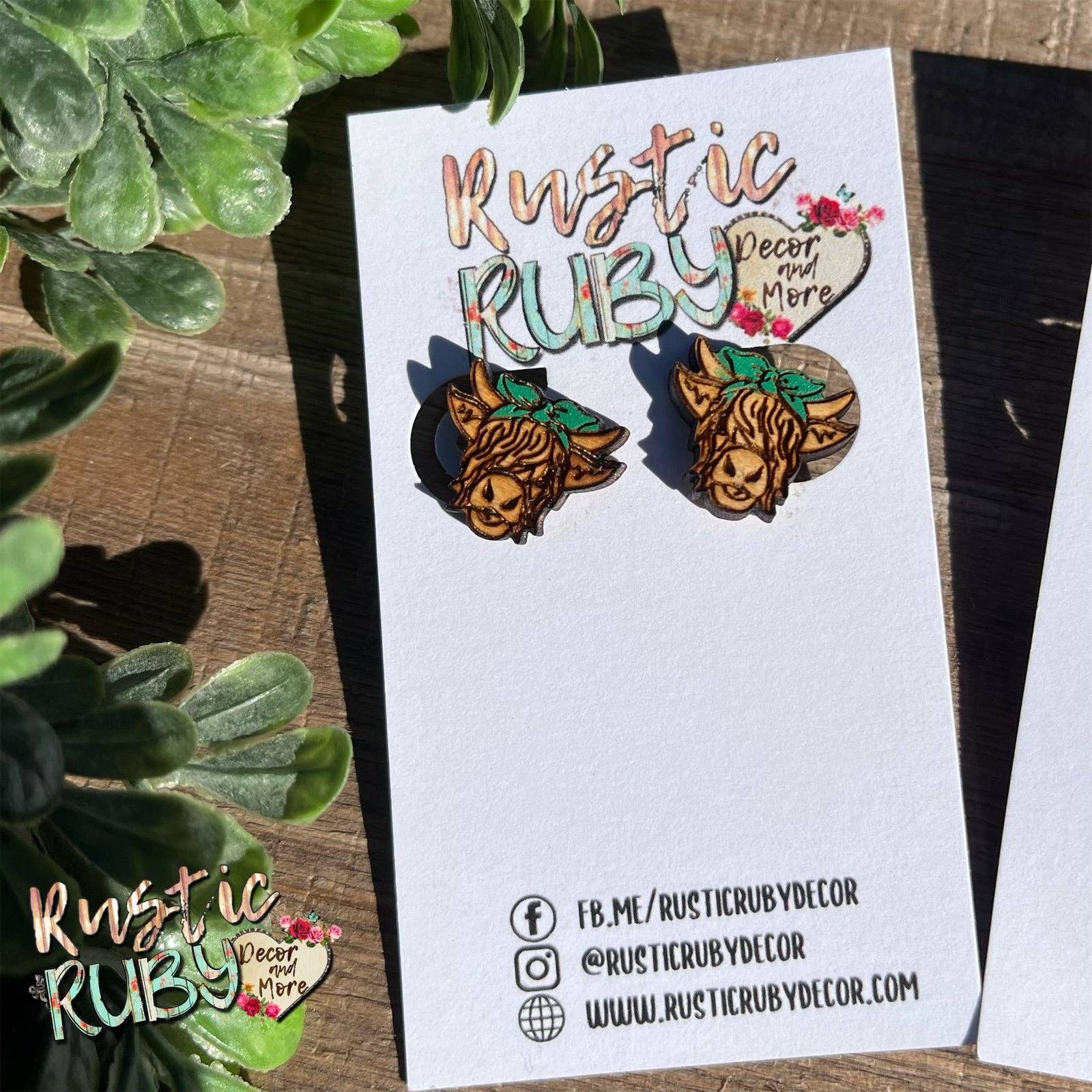 Rustic Ruby Decor and More LLC - Wholesale Stud/Post Earrings - Highland Cow Stud Earrings0