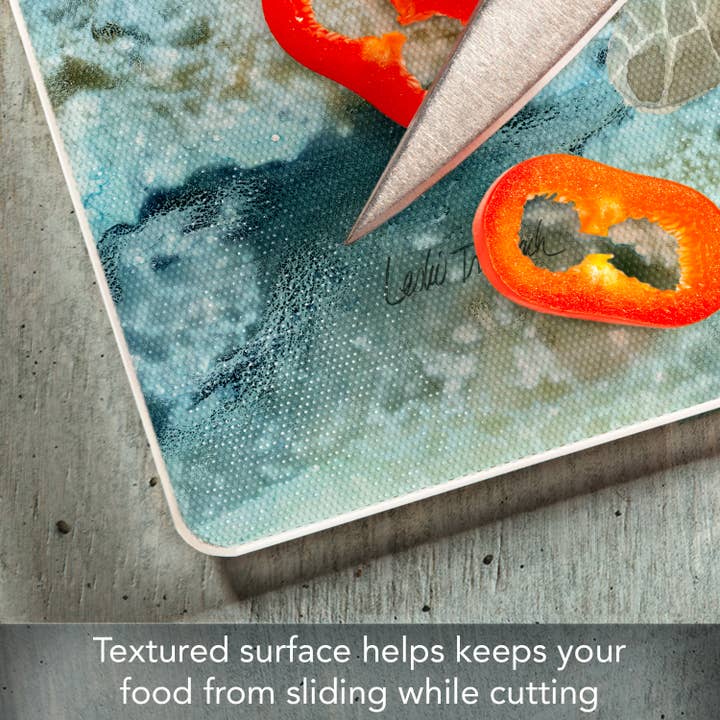 CounterArt/Highland Home/Thirstystone/CoasterStone - Wholesale Cutting Board - "Under Sea Life" 3mm Tempered Glass Cutting Board 15" x 12"
