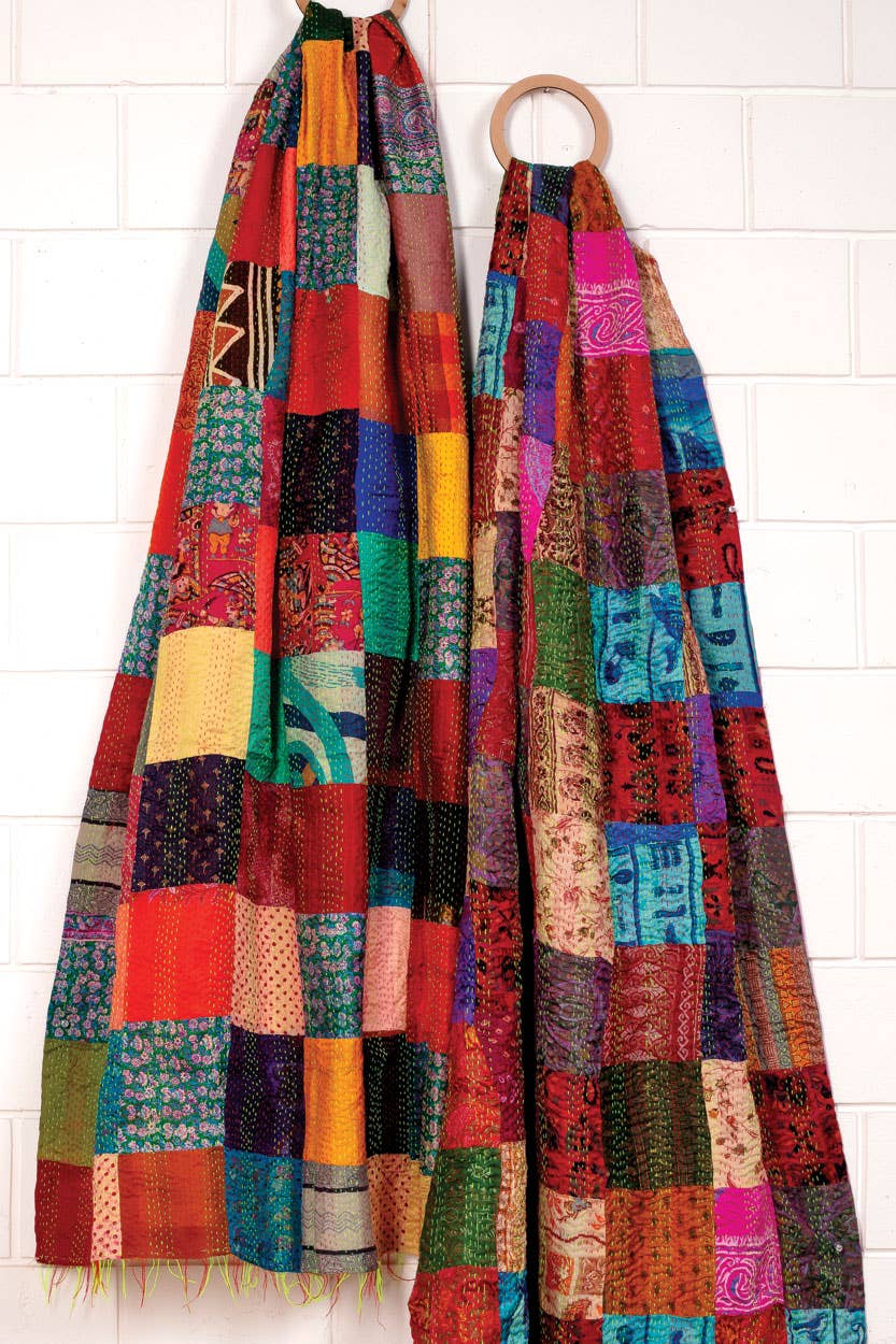 Sevya Handmade - Vente Plaids - Plaids en soie sari avec broderie kantha5