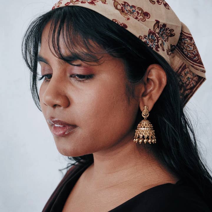 Petaltrappa - Kalamkari bomullsbandana (KK1461) för wholesale av White Lotus Fashions