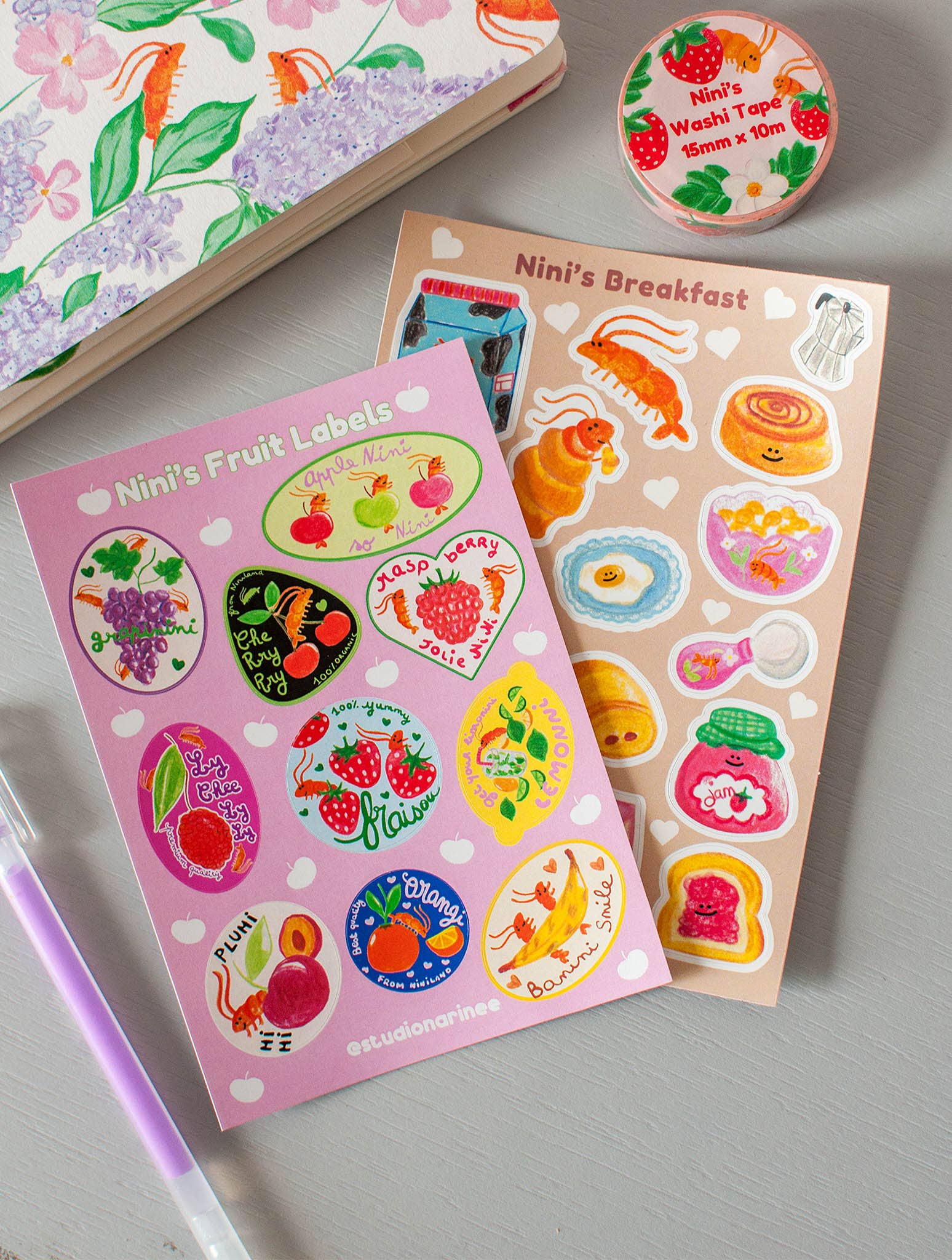 Studio Narine - Vendita all'ingrosso Adesivo - Etichette di Frutta – Foglio di adesivi Piccolo Formato 10x14cm1