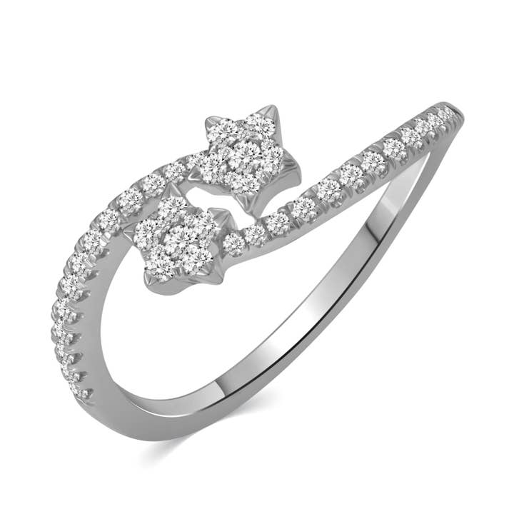 1/3CT TW Diamond Dual Shooting Star Cluster Fashion Ring in for wholesale by Fifth and Fine