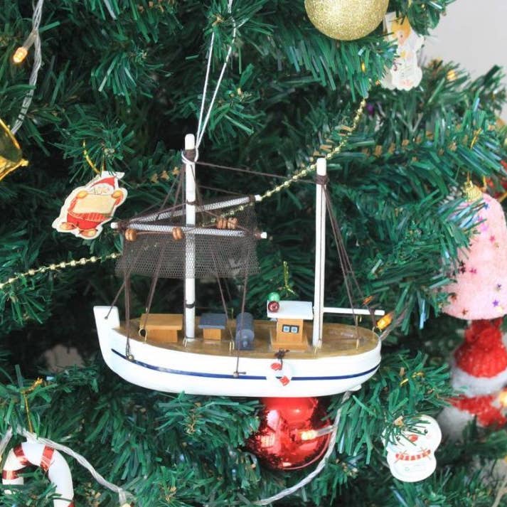 Hampton Nautical - Wholesale Ornament - Fishing R Us Model Fishing Boat Christmas Tree Ornament