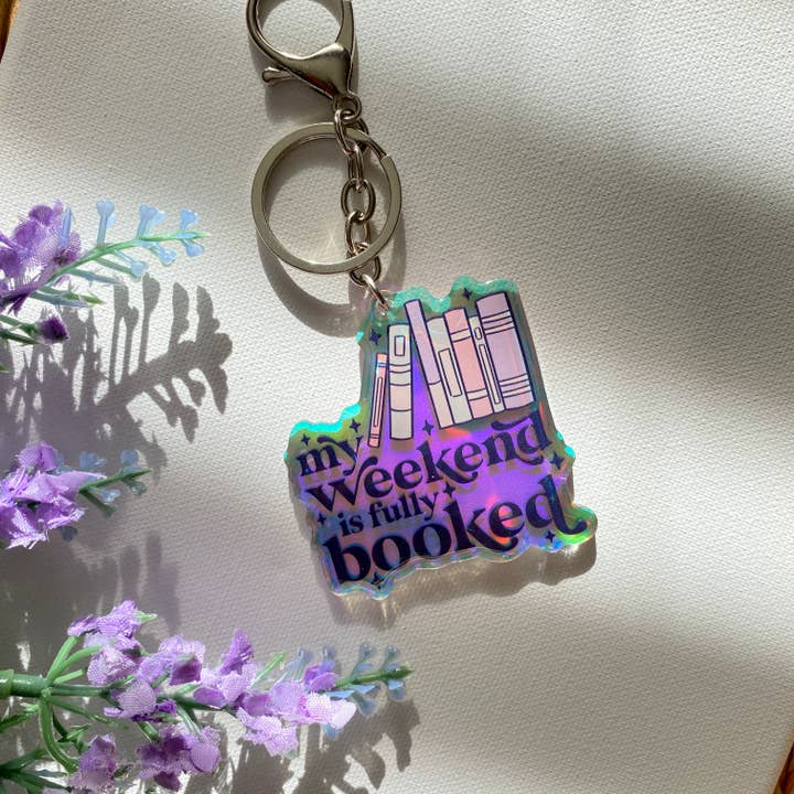 Bookish Iridescent Acrylic Keychain for wholesale by Emilee on Crafts