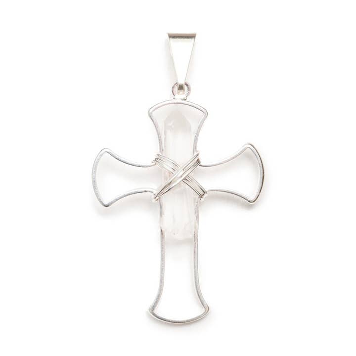 NUEVO! Collar de cuarzo con forma de cruz para venta al por mayor de Tree of Life Gems