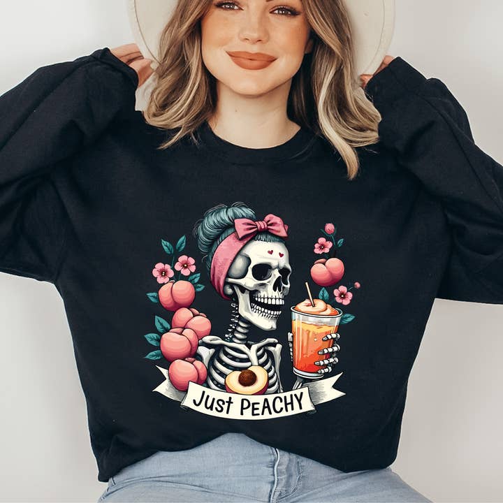 Bara Persika Skelett Tröja - Halloween Rundhalsad för wholesale av Kite and Crest