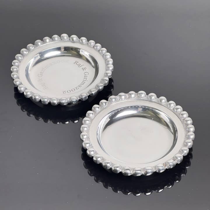 India Handicrafts Inc - Wholesale Decorative Tray - Beaded Edge Round Tray, Sm, 12