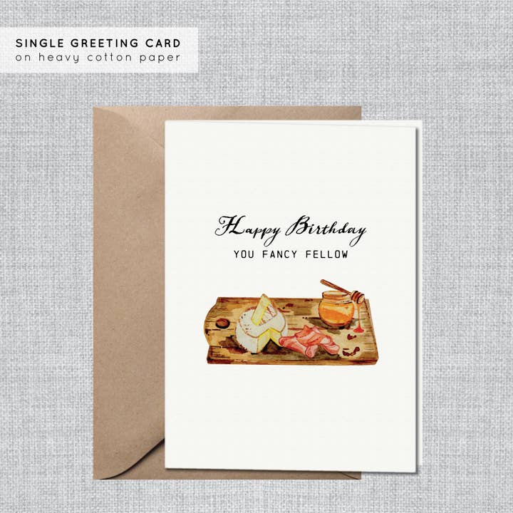 Charcuterie sjove fødselsdagskort til ham | Foodie Cards Guys for engroshandel hos Gina Maher | Watercolor