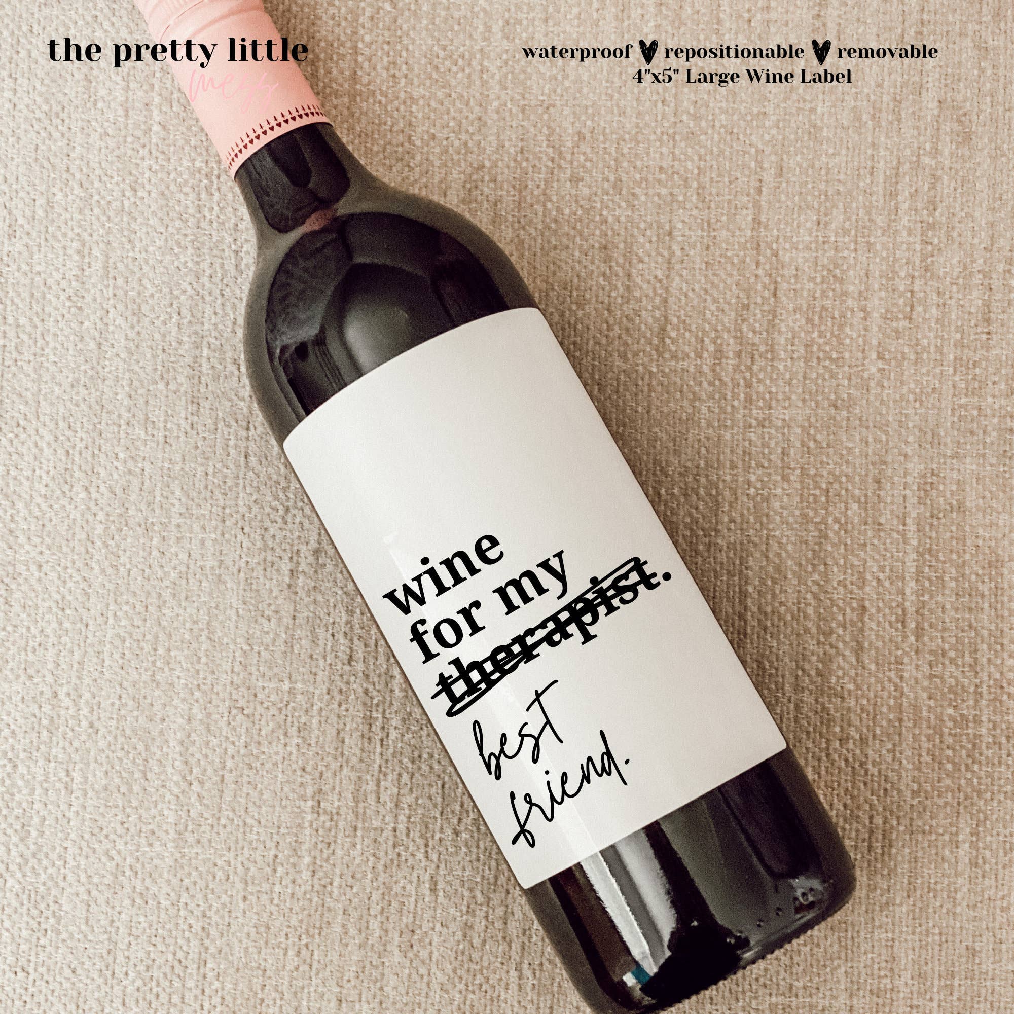 the pretty little mess - Vendita all'ingrosso Etichette regalo - Vino per il mio terapista. Migliore amico. | Regali pandemici globali | Etichette di vino divertenti