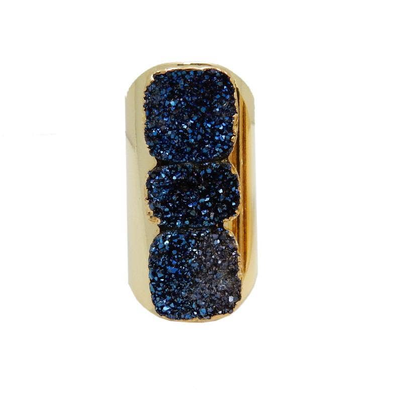 Rock Paradise – wholesale Cocktail/statement ring – Titanium Druzy Crystal Adjustable Ring10