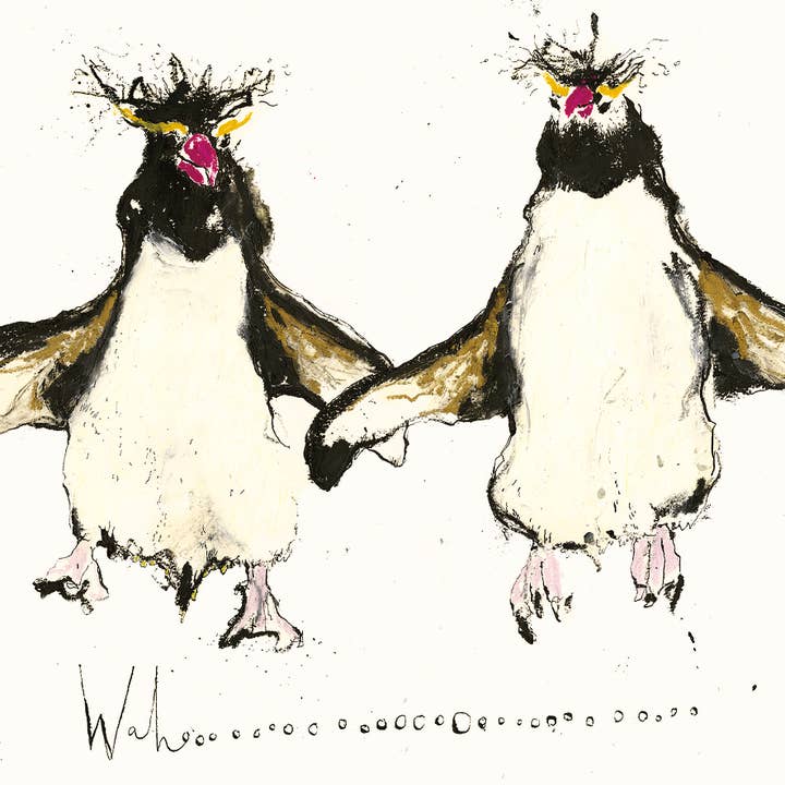 Wahooooo... Penguin Card for wholesale by Anna Wright Ltd