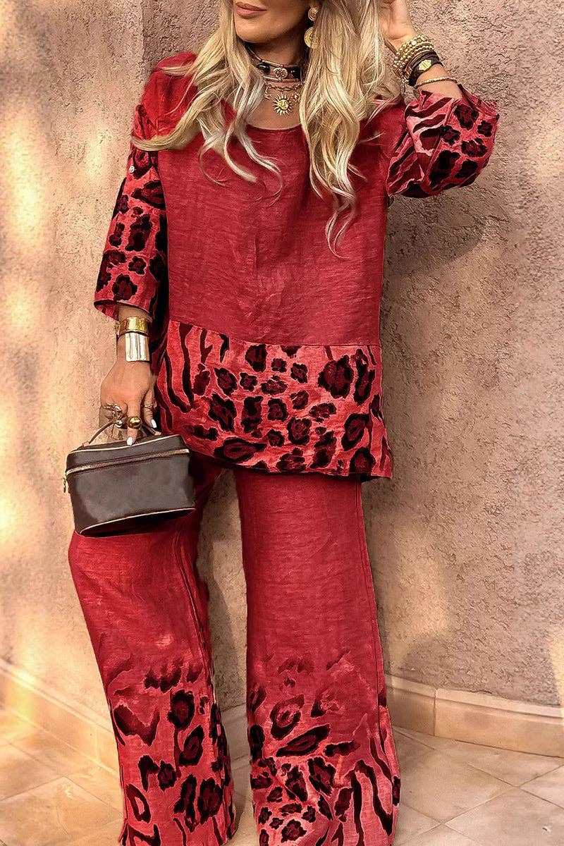 Mccolin – Großhandel Set aus Oberteil und Hose (NICHT Loungewear) – Damen – Zweiteiliges Set mit Leopardenmuster2