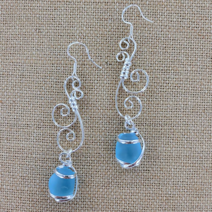 Kultiviertes Seeglas Ohrring XCAM-E6-SG für den Großhandel von Sadie Green's Jewelry