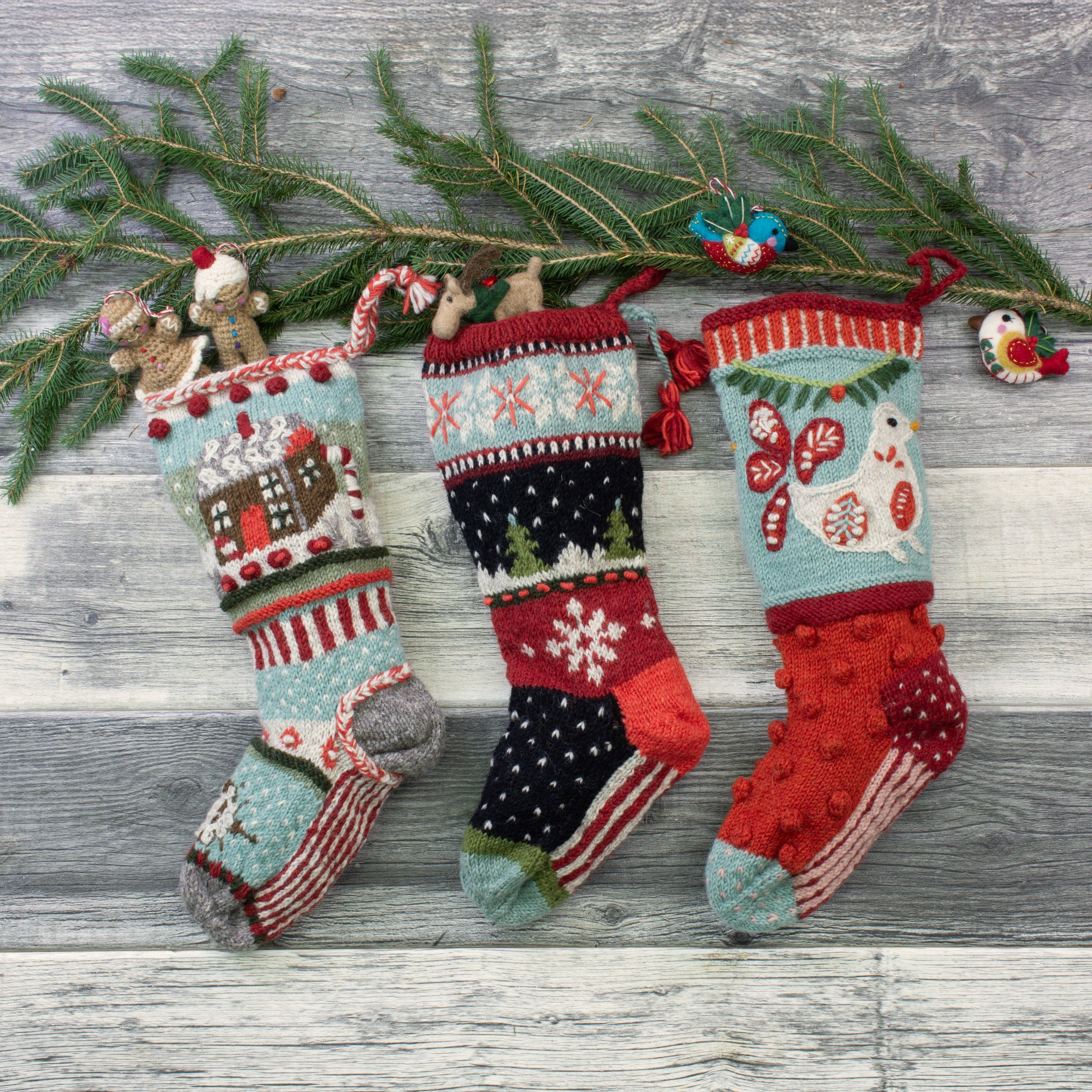Lost Horizons Canada - Wholesale Holiday Stocking - Gingerbread House Christmas Stocking – Knit Holiday Decor1