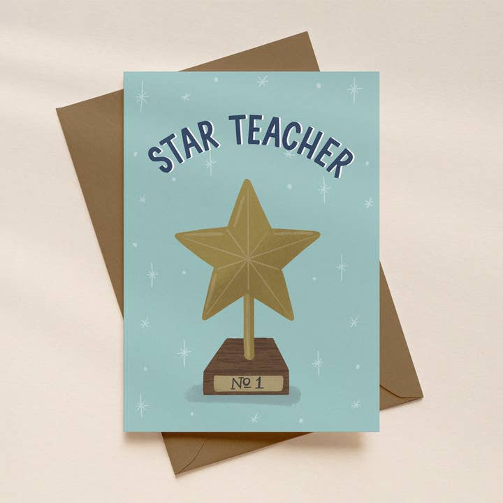 Contemporary Thank You Teacher Card Star Teacher for wholesale by Silky Rose Design