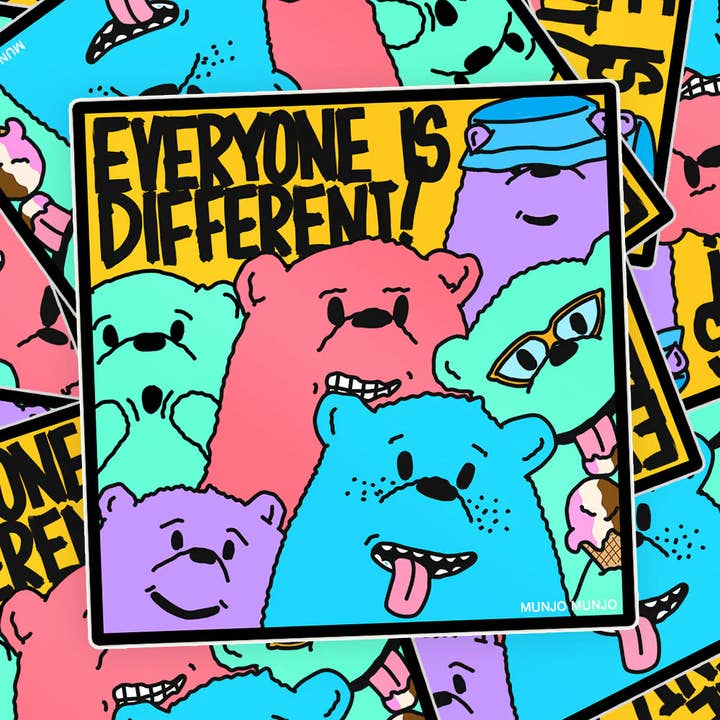 Everyone Is Different Bear Sticker for wholesale by Munjo Munjo