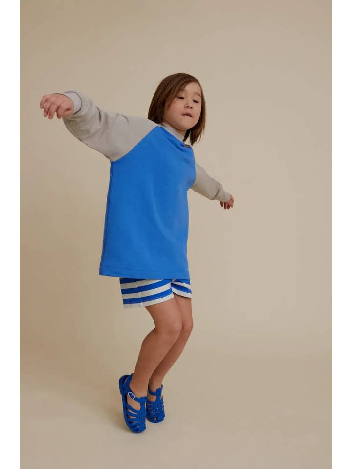 Blauw MINISHORT MET STREPEN VAN BIOLOGISCH KATOEN voor groothandel op Faire1