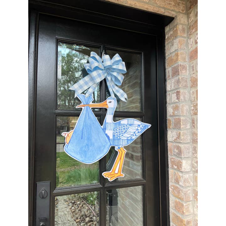 Home Themed Home - Wholesale Door Hanger - Blue Stork with Pattern Door Hanger2