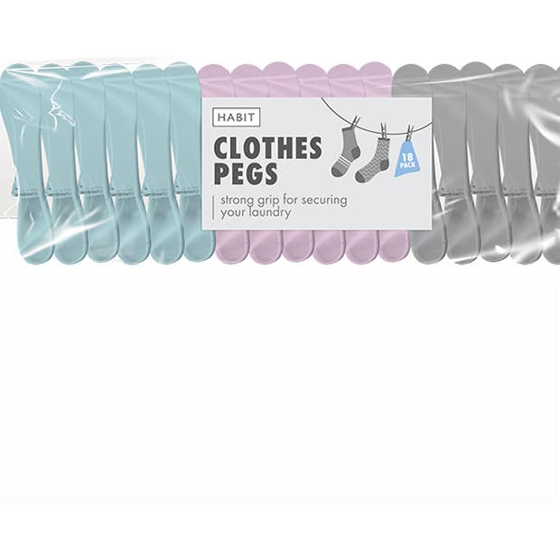 Strong Grip Clothes Pegs - 18 Pack - 5056170352208 for wholesale by LMT-UK