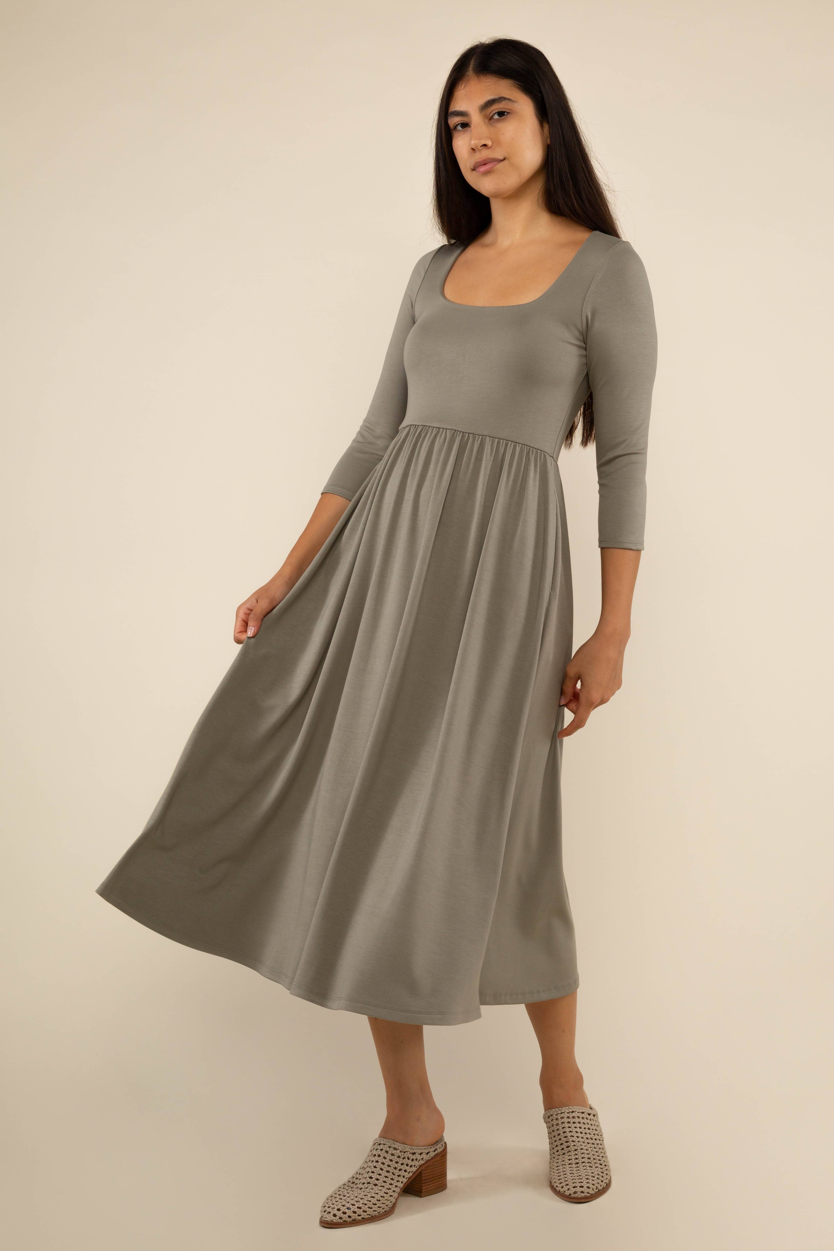 NLT - Wholesale Dress - Women's - Lake 3/4 Sleeve Swing Dress1