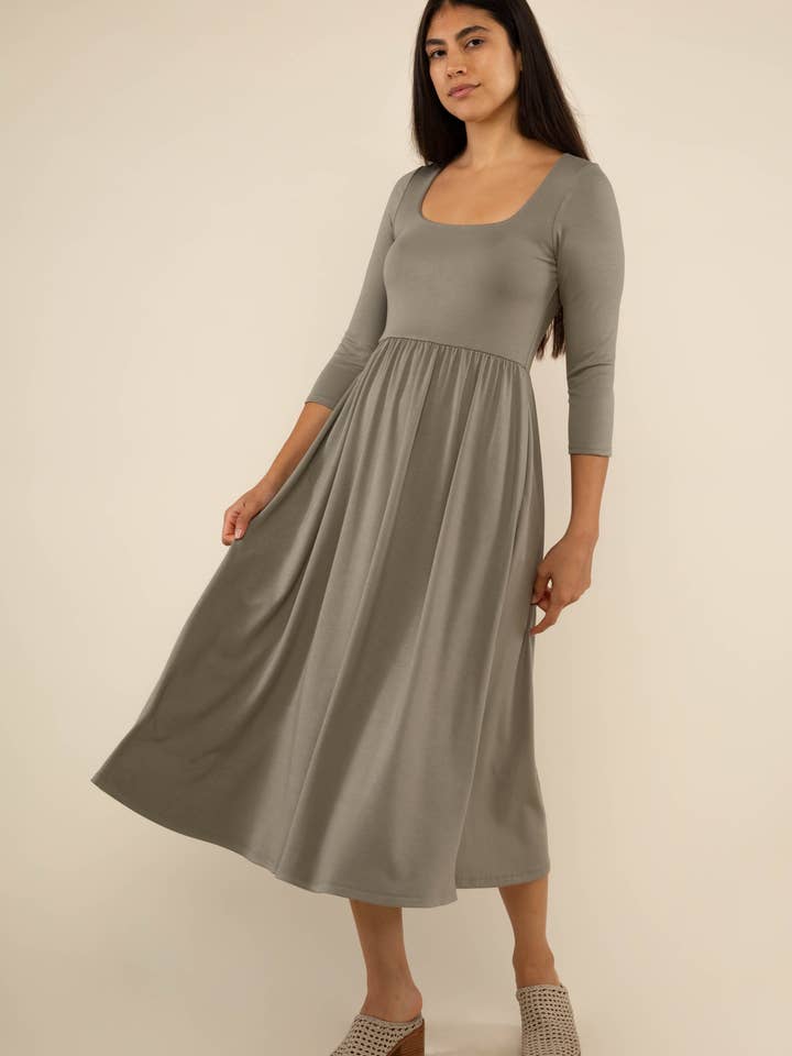 NLT - Wholesale Dress - Women's - Lake 3/4 Sleeve Swing Dress1