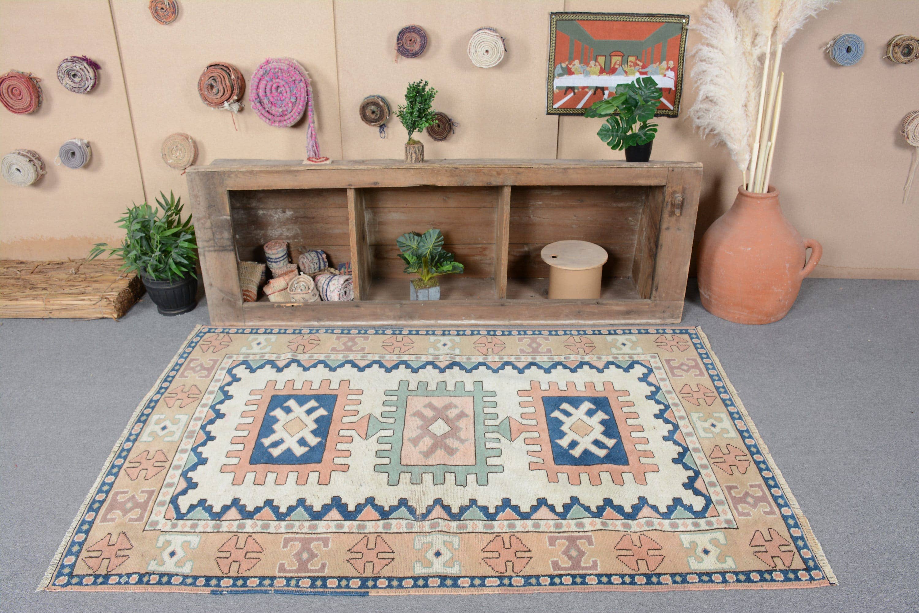 The Loom Wholesale - Wholesale Runner rug - Ethnic Kilim Wool Rug - Beige & Blue, Handmade Beauty3