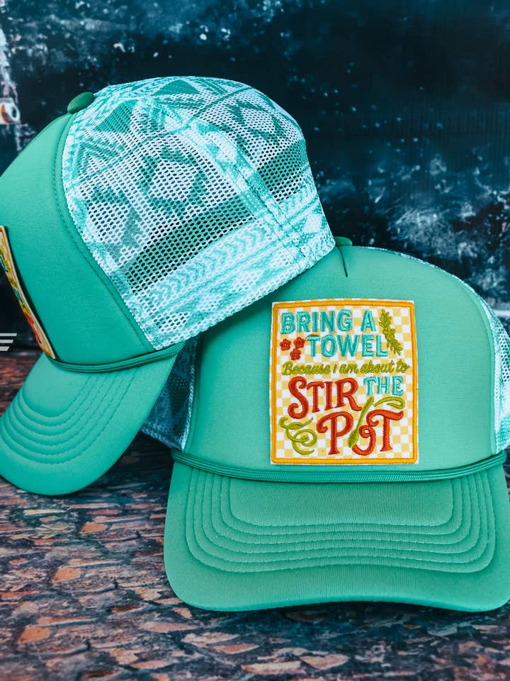 Casquette à dos en mesh imprimé "Stir The Pot Completed" pour la vente par Flying S Company