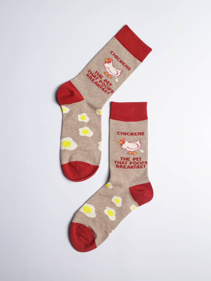 Just Fun Socks - Wholesale Socks - Women's - Women's Chickens The Pet That Poops Breakfast Crew Socks3
