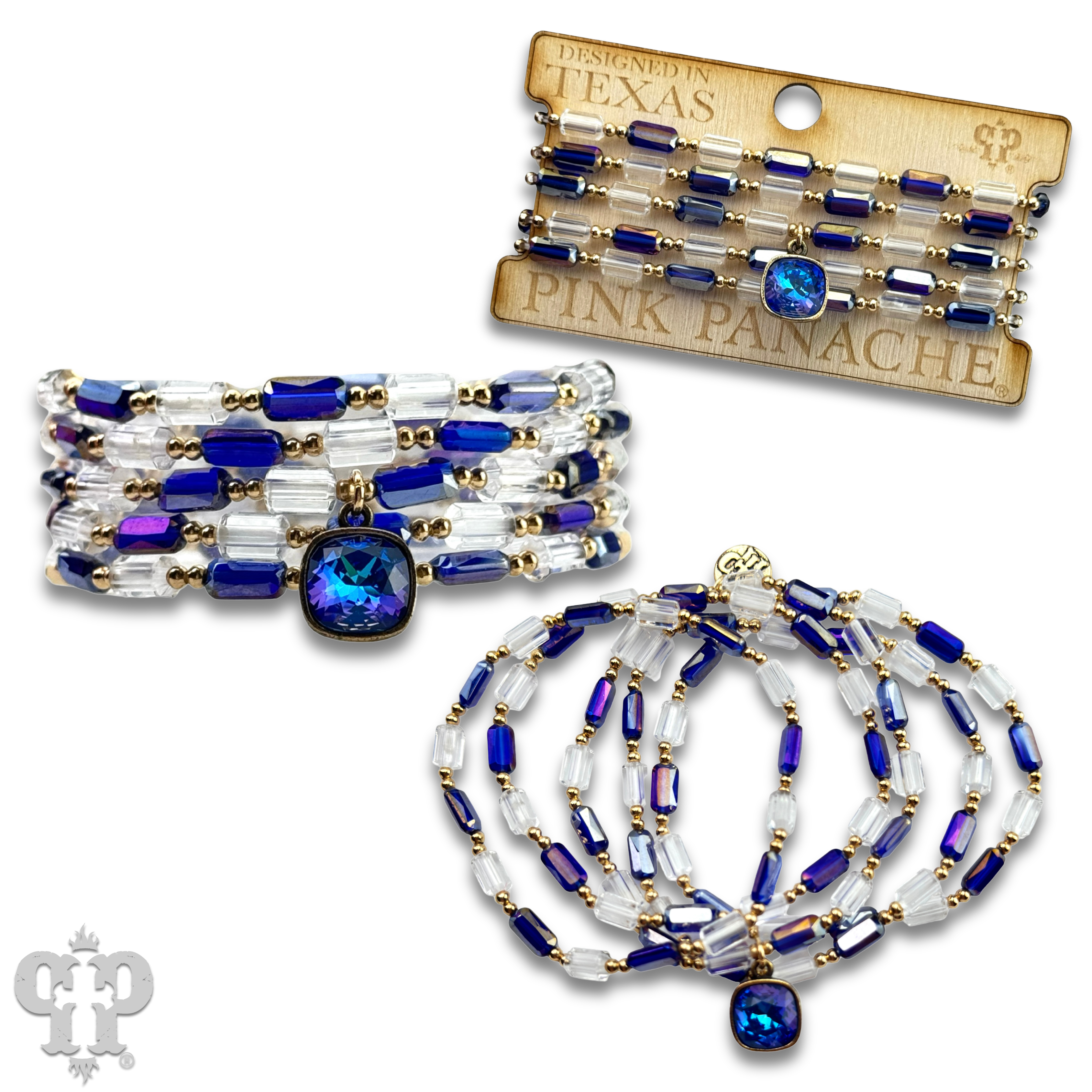 Pink Panache Brands - Wholesale Jewelry Set - Rectangle bead bracelet with Austrian crystal0