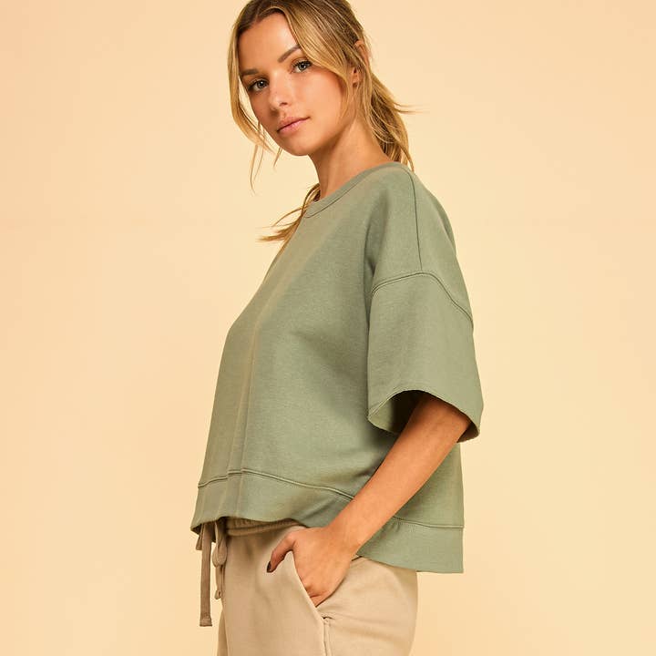 FREEZIA - Wholesale Sweatshirt - Women's - SUPER SOFT SHORT SLEEVE SWEATSHIRT IN FRENCH TERRY-FZ0009-D131