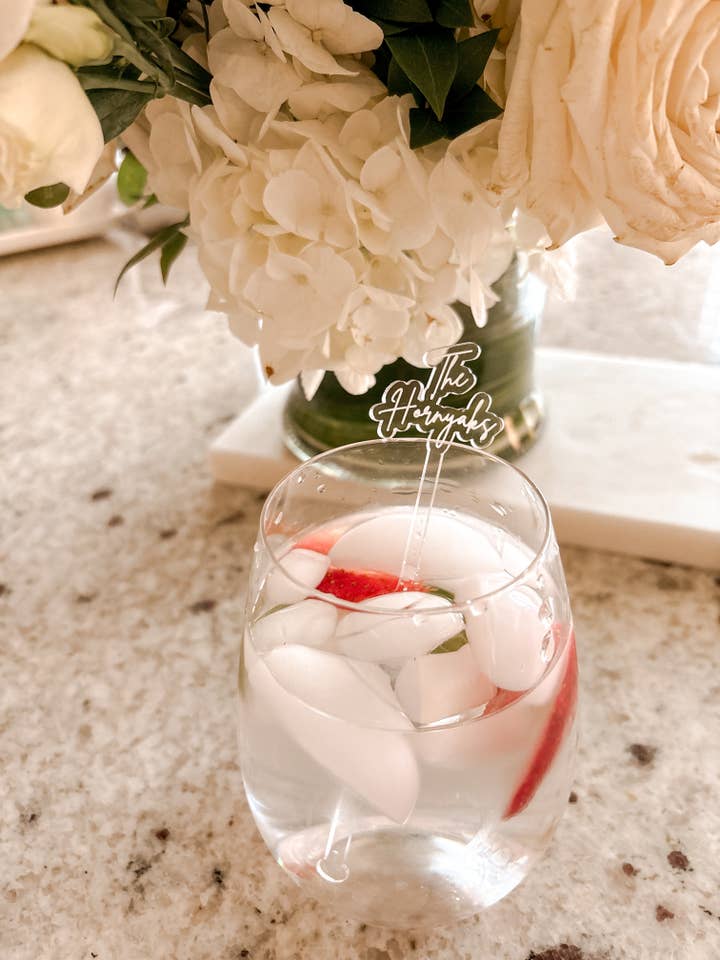 Acrylic Drink Stirrer Drink Stick for Weddings Events for wholesale by Home Bound Custom Decor
