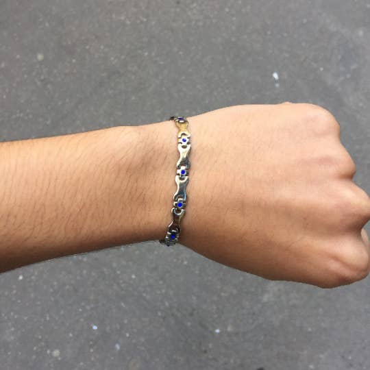 Steel curb bracelet with crystal for wholesale by Declic