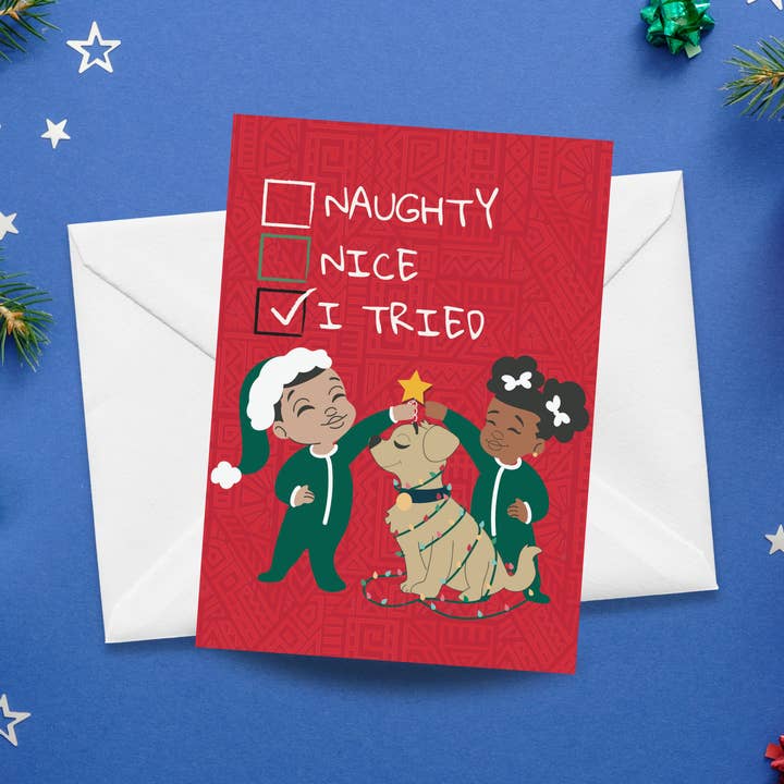 Black Paper Party Home For the Holidays Collection -  I Tried Personalized Christmas Card for wholesale by CardCraft