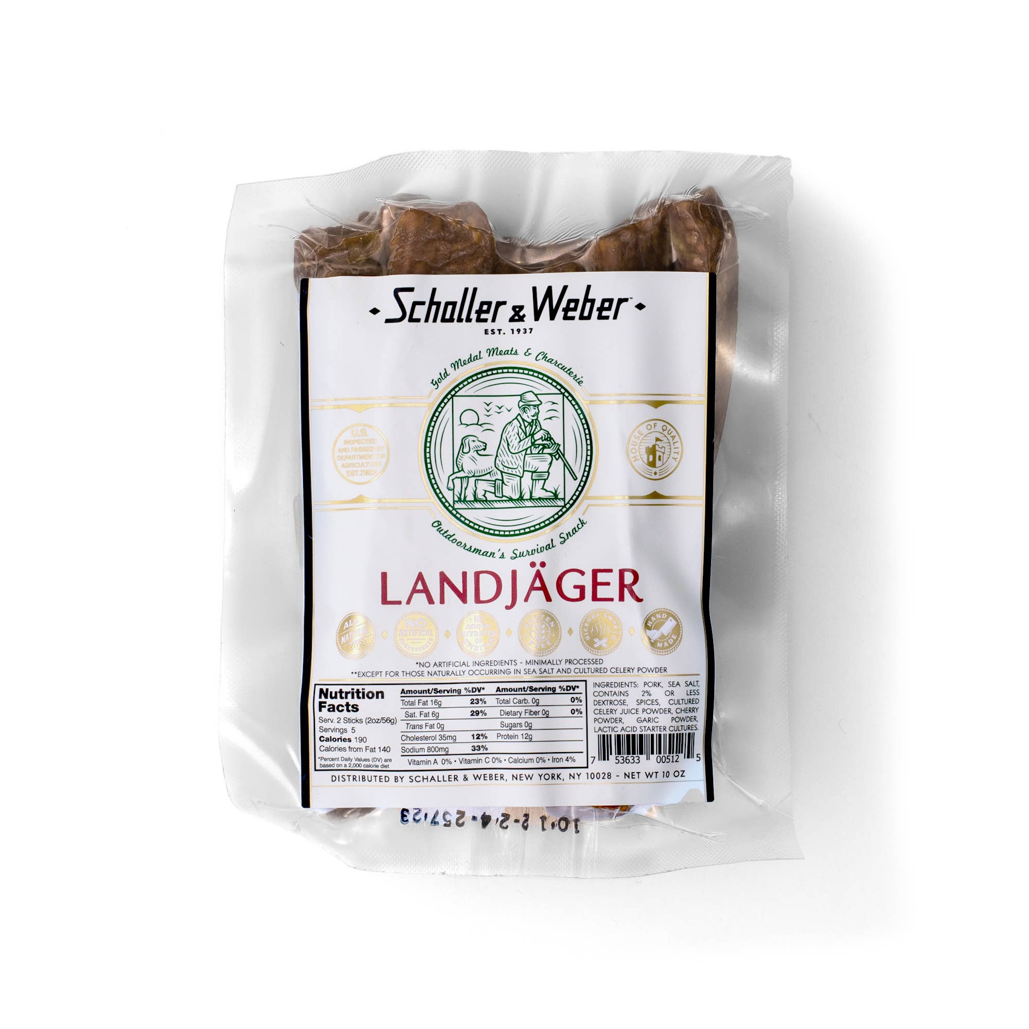 Schaller & Weber - Wholesale Sausage - Landjäger 5 Pair (5 packs per case)