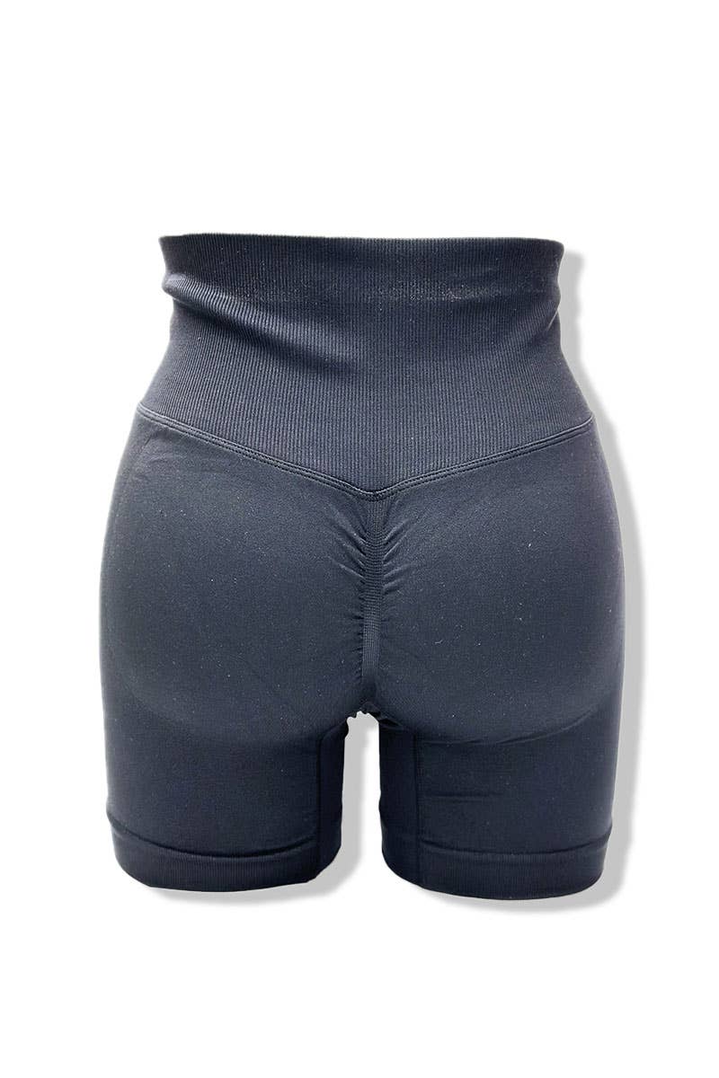 Black Wrinkled Buttocks Cycling Shorts/ P49004 for wholesale on Faire
