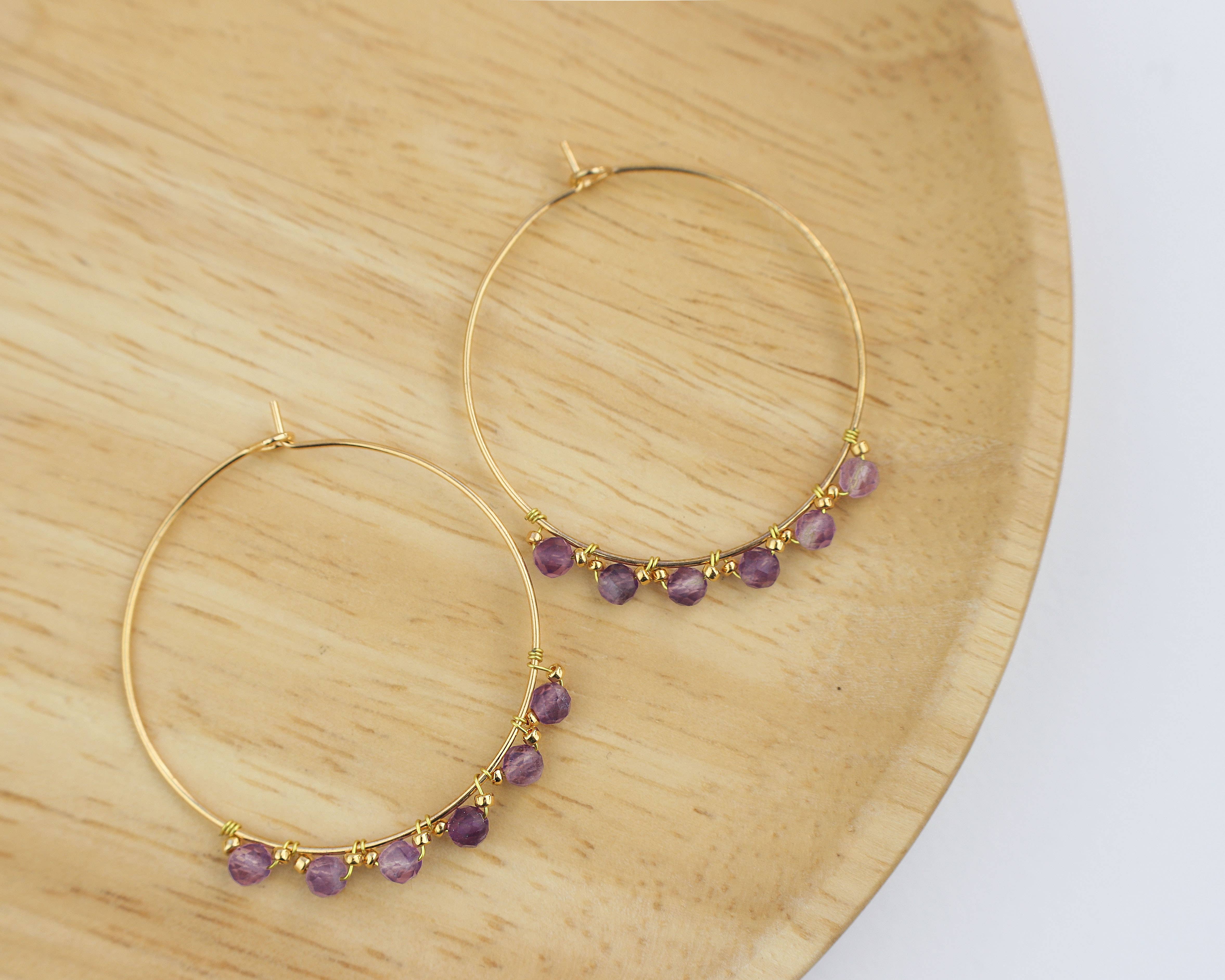 Minalis - Wholesale Hoop Earrings - Golden hoop earrings and natural stones1