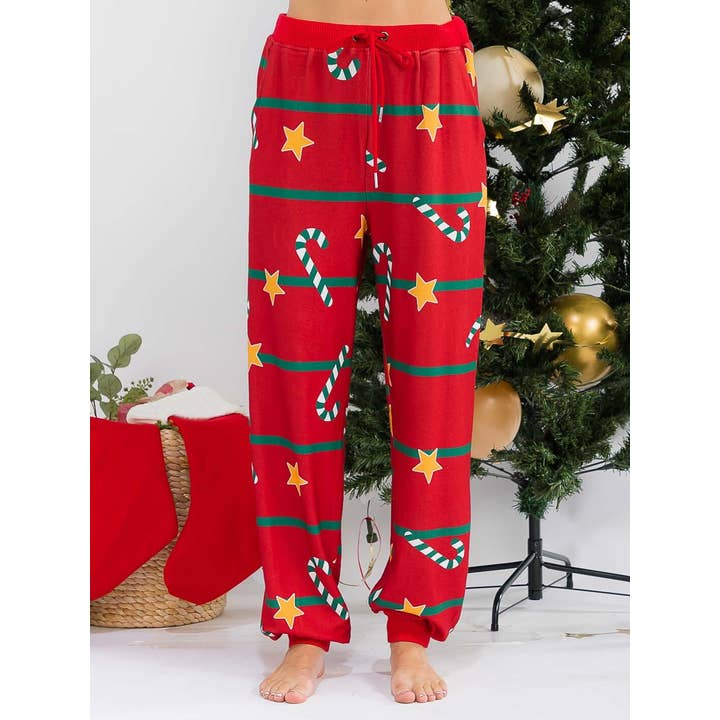 PANTALON IMPRIMÉ DE VACANCES AVEC CEINTURE ÉLASTIQUE ET NŒUD AUTONOME pour la vente par IWT Brands