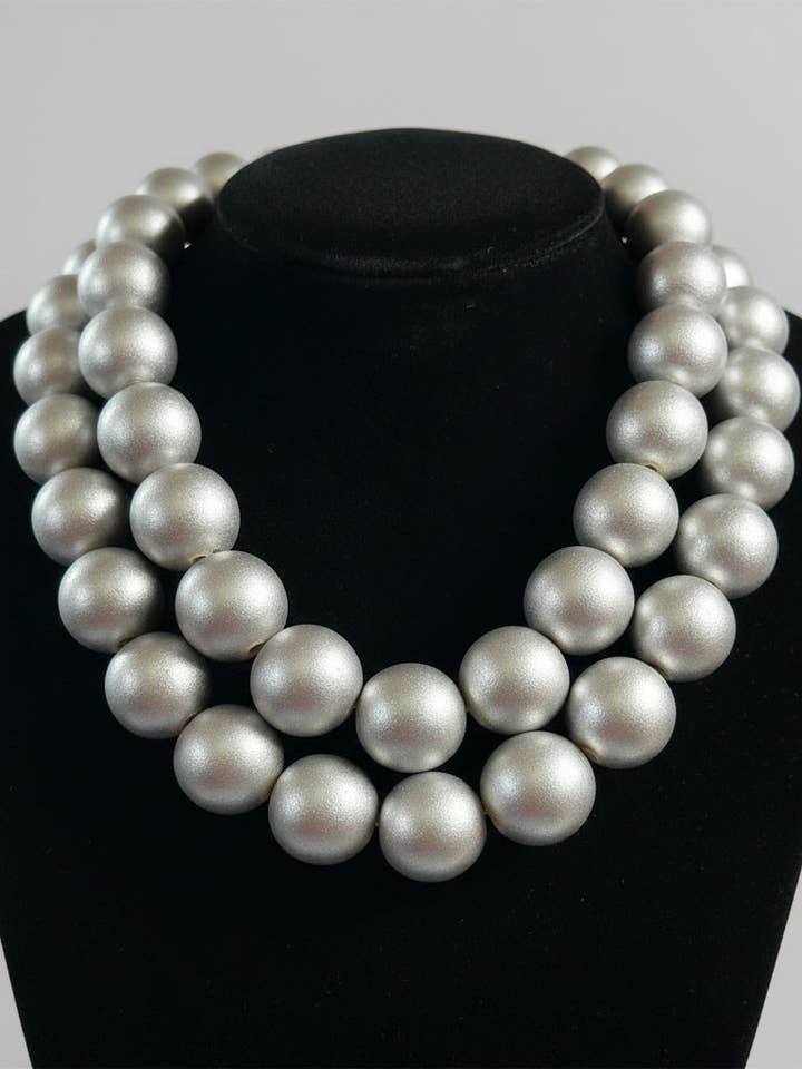 Silver Wood Beaded Chunky Statement Choker for Women for wholesale by Designed By Risha