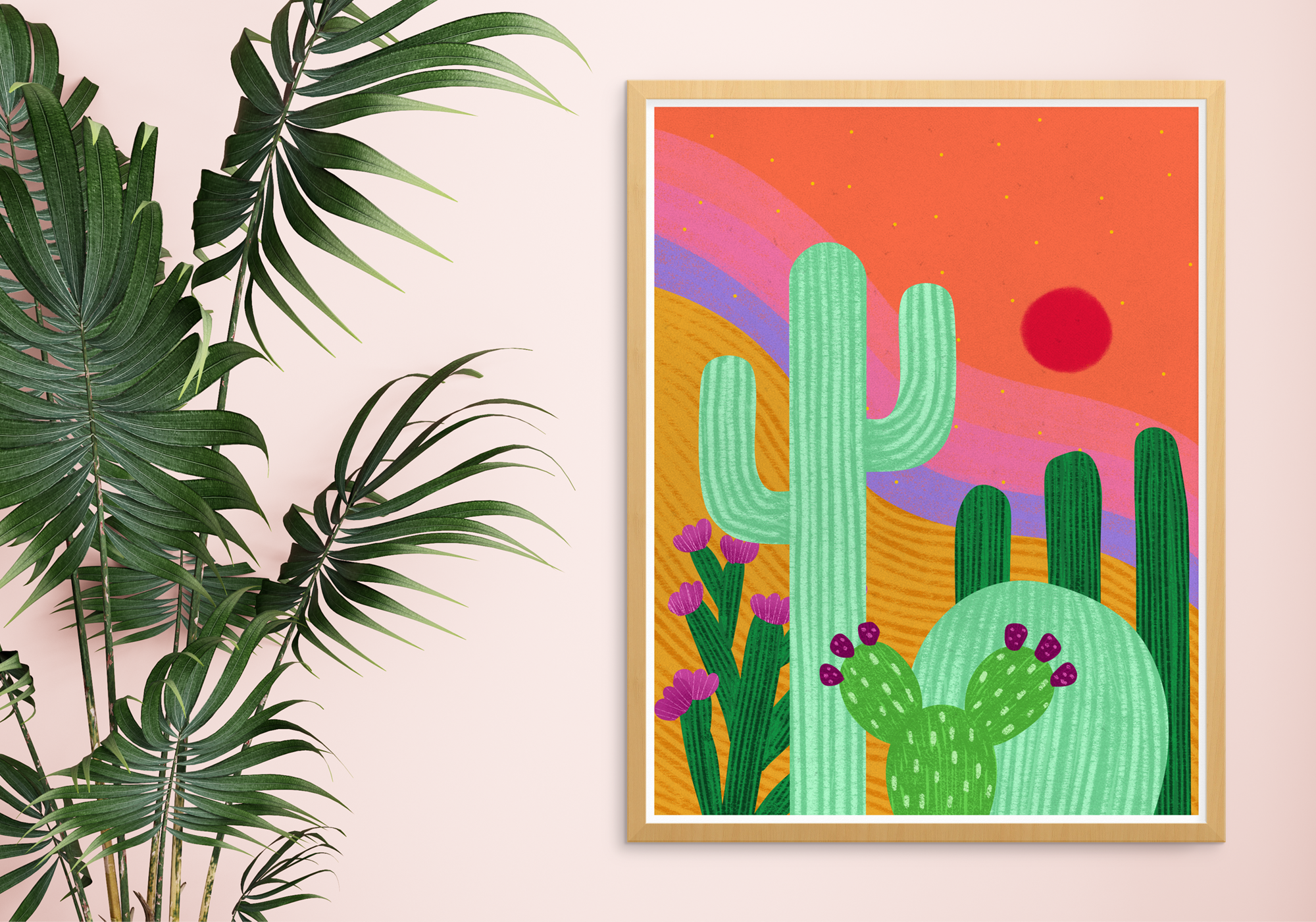 Squidly Designs - Wholesale Art Print - Cactus Sunset Art Print1