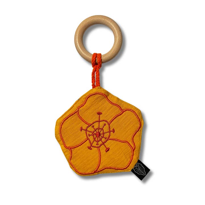 ʻIlima Flower Crinkle Teether Toys for wholesale by The Keiki Dept