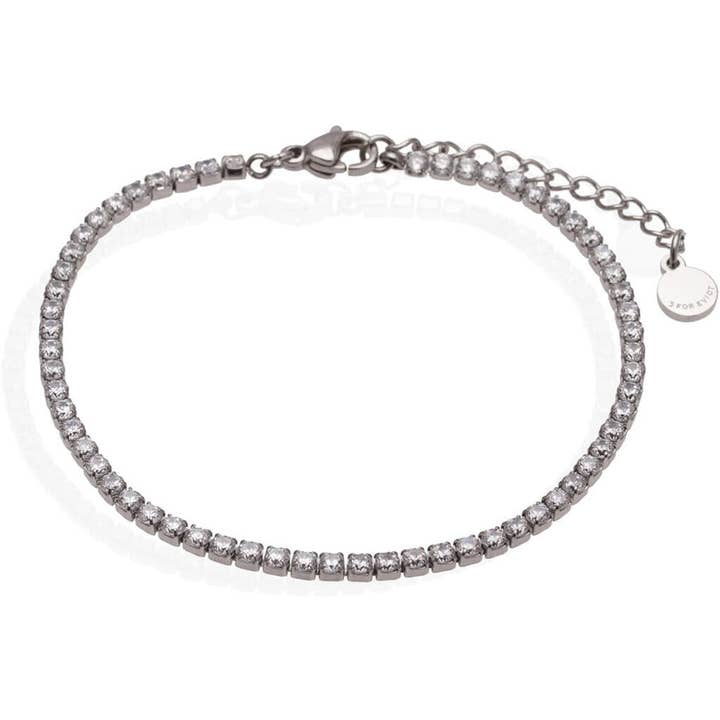 JULIA Bracelet strass line - Silver for engroshandel hos 3 For Evigt