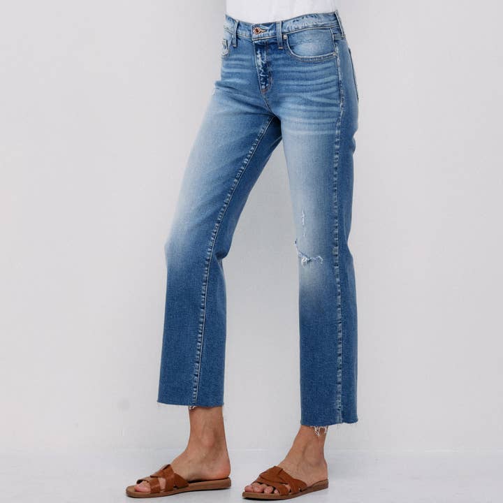 Someday – wholesale Jeans – Women’s – MID RISE DISTRESSED RAW HEM STRAIGHT JEANS, SI1990-SP